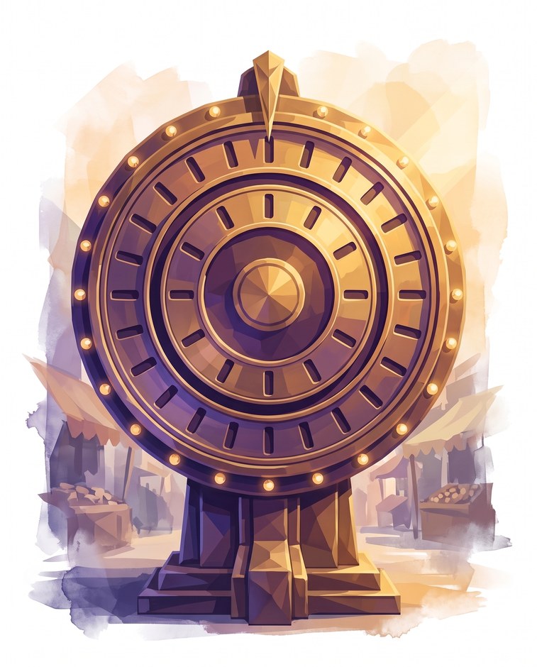 the curio wheel: a gilded fairground wheel on its plinth